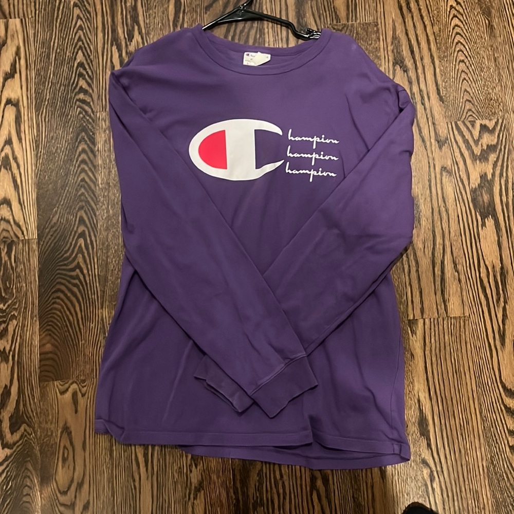 Long sleeve purple champion t-shirt.
